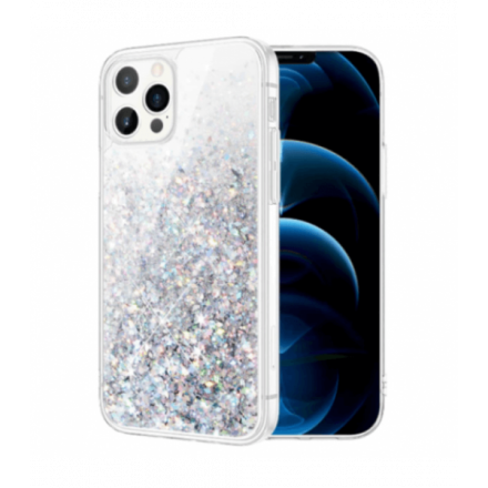 ETUI LIQUID SPARKLE NA TELEFON  APPLE IPHONE 12 PRO MAX SREBRNY