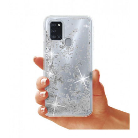 ETUI LIQUID SPARKLE NA TELEFON  SAMSUNG GALAXY A21S SREBRNY