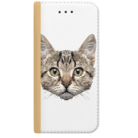 ETUI BOOK MAGNET NA TELEFON HUAWEI P10 LITE ZŁOTY KOT GEOMETRYCZNY
