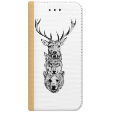 ETUI BOOK MAGNET NA TELEFON HUAWEI P10 LITE ZŁOTY LEŚNI GOŚCIE