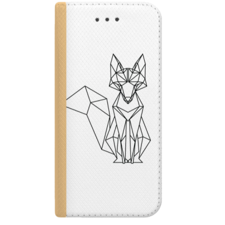 ETUI BOOK MAGNET NA TELEFON HUAWEI P10 LITE ZŁOTY LIS GEOMETRYCZNY