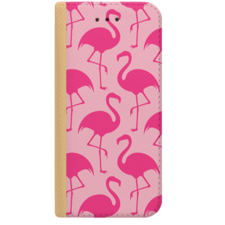 ETUI BOOK MAGNET NA TELEFON HUAWEI P10 LITE ZŁOTY RÓŻOWE FLAMINGI