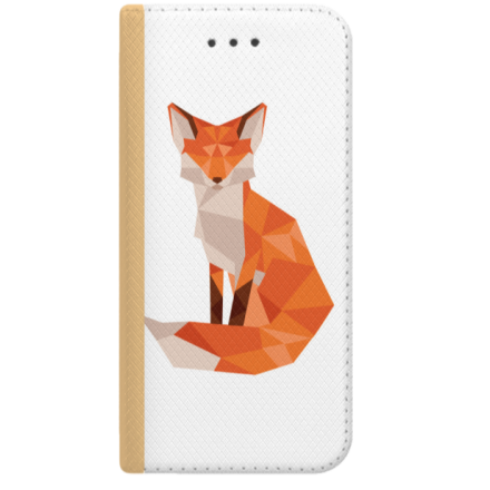 ETUI BOOK MAGNET NA TELEFON HUAWEI P10 LITE ZŁOTY RUDY LIS GEOMETRYCZNY