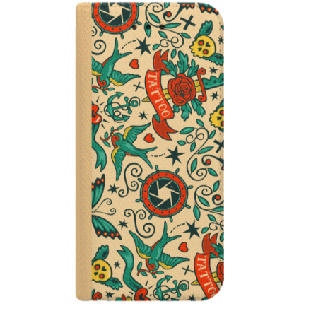 ETUI BOOK MAGNET NA TELEFON HUAWEI P10 LITE ZŁOTY TATTOO