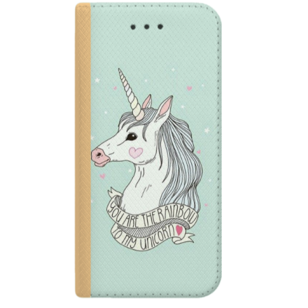 ETUI BOOK MAGNET NA TELEFON HUAWEI P10 LITE ZŁOTY UNICORN SZCZĘŚLIWY JEDNOROŻEC