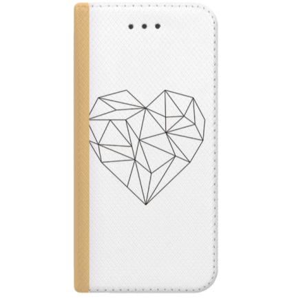 ETUI BOOK MAGNET NA TELEFON HUAWEI Y5 2018 ZŁOTY SERCE GEOMETRYCZNE