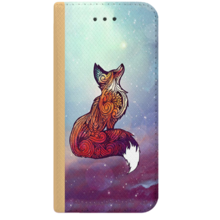 ETUI BOOK MAGNET NA TELEFON IPHONE 6 6S ZŁOTY KOSMICZNY LIS