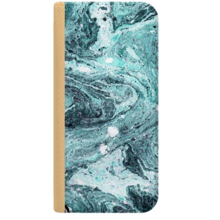 ETUI BOOK MAGNET NA TELEFON IPHONE 6 6S ZŁOTY LAZUROWE FALE