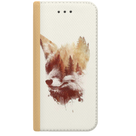 ETUI BOOK MAGNET NA TELEFON IPHONE 6 6S ZŁOTY LEŚNY LIŚ