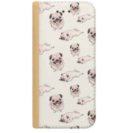 ETUI BOOK MAGNET NA TELEFON IPHONE 6 6S ZŁOTY MOPSY