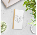 ETUI BOOK MAGNET NA TELEFON IPHONE 7 / 8 ZŁOTY SERCE GEOMETRYCZNE