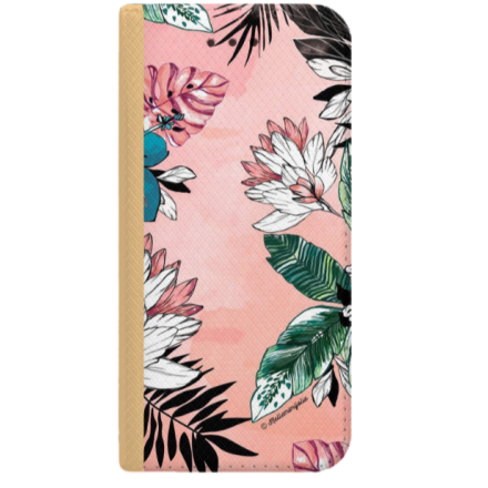 ETUI BOOK MAGNET NA TELEFON IPHONE 7 / 8 ZŁOTY TROPIKALNA FANTAZJA