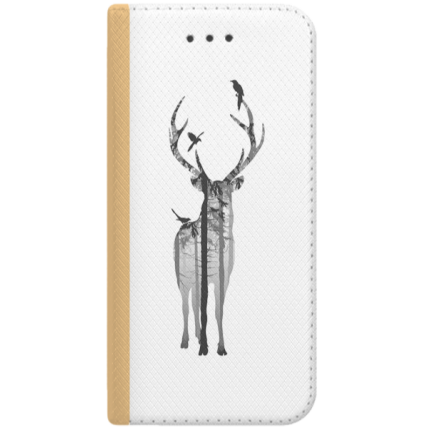 ETUI BOOK MAGNET NA TELEFON IPHONE XR ZŁOTY LEŚNY JELEŃ