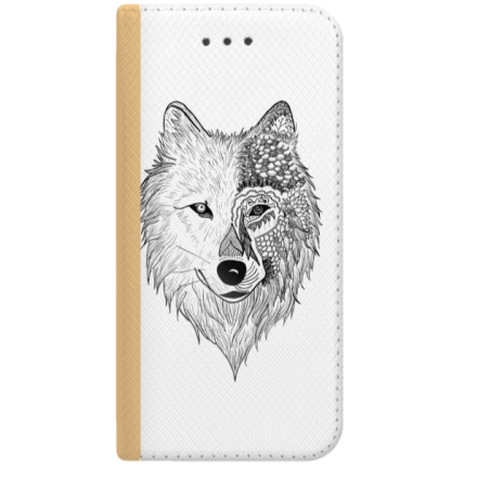 ETUI BOOK MAGNET NA TELEFON IPHONE XR ZŁOTY WILK BOHO