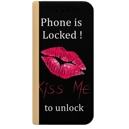 ETUI BOOK MAGNET NA TELEFON HUAWEI P10 LITE ZŁOTY KISS ME TO UNLOCK