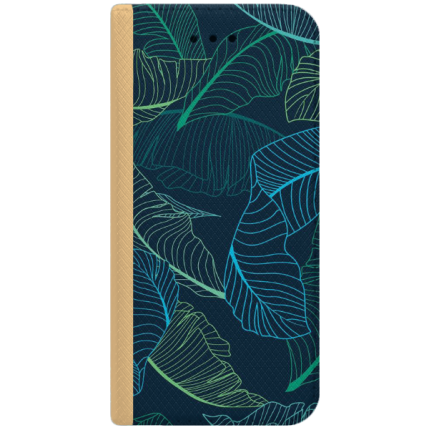 ETUI BOOK MAGNET NA TELEFON HUAWEI Y5 2018 ZŁOTY NIEBIESKIE LIŚCIE