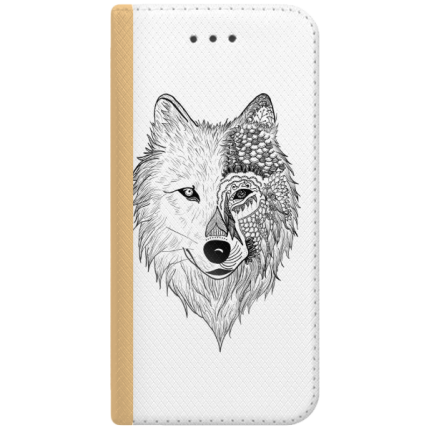 ETUI BOOK MAGNET NA TELEFON IPHONE 6 6S ZŁOTY WILK