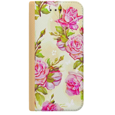 ETUI BOOK MAGNET NA TELEFON IPHONE XR ZŁOTY KWIATY FLOWERS