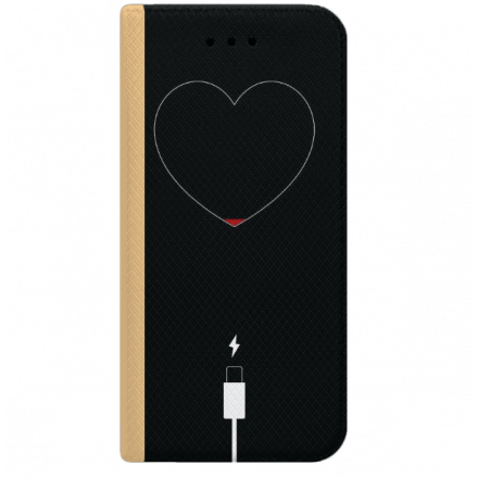 ETUI BOOK MAGNET NA TELEFON IPHONE XR ZŁOTY LOW BATTERY