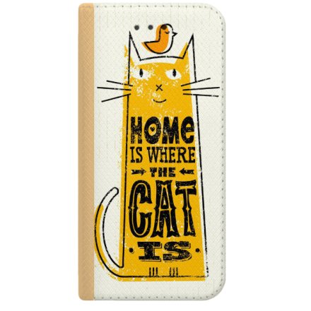 ETUI BOOK MAGNET NA TELEFON IPHONE 7 / 8 ZŁOTY HOME IS WHERE THE CAT IS