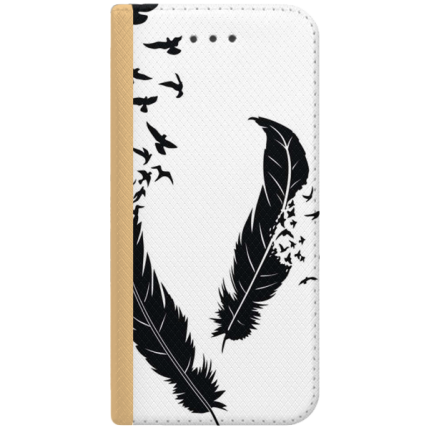 ETUI BOOK MAGNET NA TELEFON IPHONE 7 / 8 ZŁOTY PIÓRKA