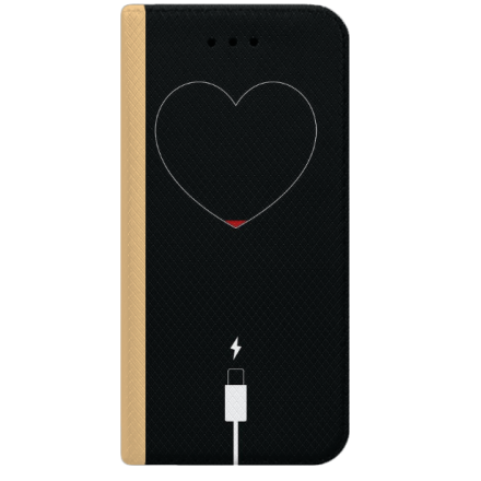ETUI BOOK MAGNET NA TELEFON IPHONE XR ZŁOTY LOW BATTERY