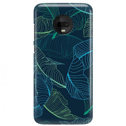 Etui na telefon MOTOROLA MOTO G7  NIEBIESKIE LIŚCIE