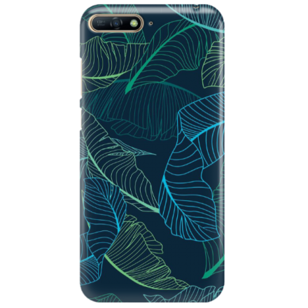 Etui na telefon HUAWEI Y7 2018 / Y7 PRIME 2018 NIEBIESKIE LIŚCIE