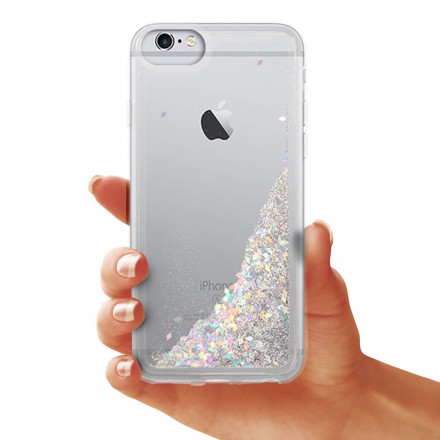 ETUI LIQUID SPARKLE NA TELEFON IPHONE 6 SREBRNY