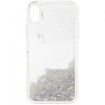 ETUI LIQUID SPARKLE NA TELEFON IPHONE XR SREBRNY