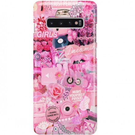 ETUI CLEAR NA TELEFON SAMSUNG GALAXY S10 PLUS ALL PINK
