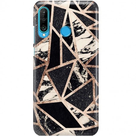 ETUI CLEAR NA TELEFON HUAWEI P30 LITE CZARNY MARMUR