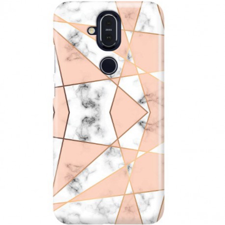 ETUI CLEAR NA TELEFON NOKIA 8.1 / X7 MARMUROWE TRÓJKĄTY