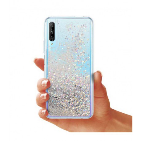 ETUI LIQUID SPARKLE NA TELEFON HUAWEI P SMART PRO / HONOR Y9S SREBRNY