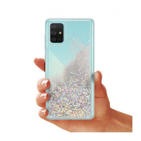 ETUI LIQUID SPARKLE NA TELEFON SAMSUNG GALAXY A71 SREBRNY